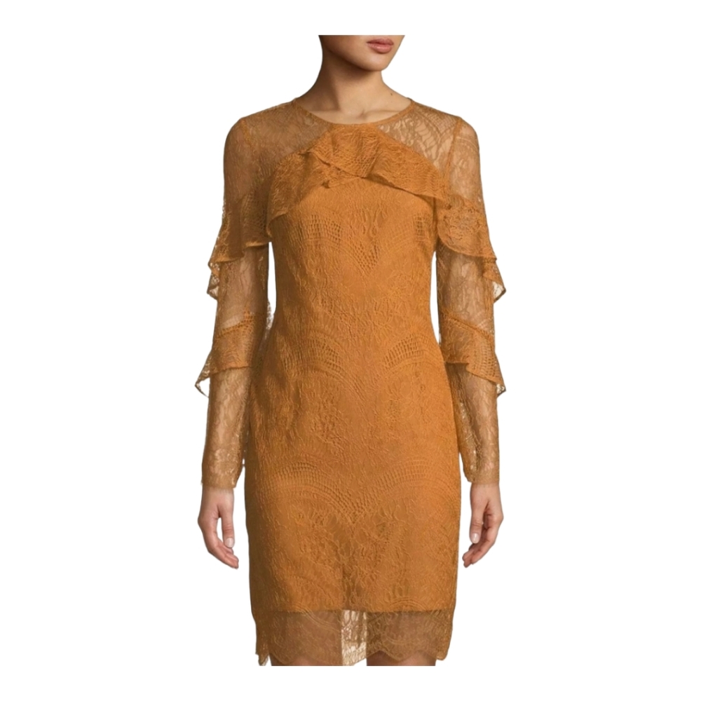 Nanette Lepore Gold Poetic Love lace Mini-Dress
